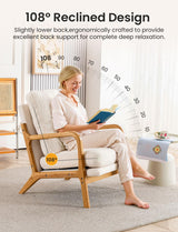 Mid Century Modern Accent Chairs for Living Room, 23” Wide Comfy Chair for Bedroom, Small Cozy Sherpa Reading Chairs for Adults, 108° Lounge Arm Chair Indoor with Detachable Cover, 5.5" Foam Cushion Miscoos