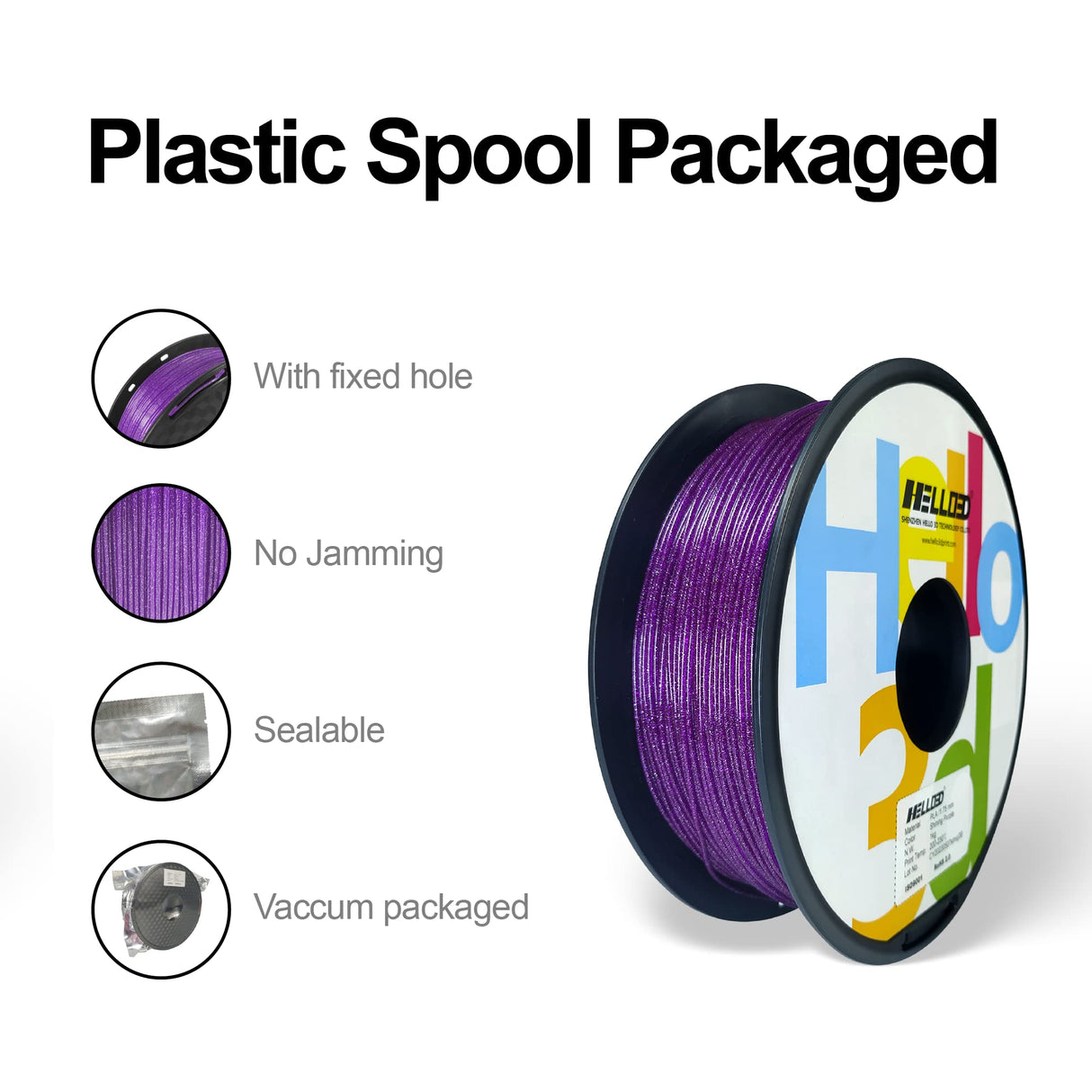 HELLO3D Purple Glitter PLA Filament 1.75mm, 3D Printing Sparkly Shining PLA Filament 1KG/Spool, Starry Sky Flash Surface, Dimensional Accuracy +/- 0.05 mm, Compatible with Most FDM 3D Printers/Pens HELLO3D