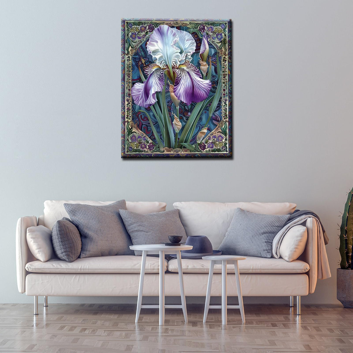 Tucocoo Christal White Iris Paint by Numbers Kit for Adult Beginner Purple Floral Patrern Paint by Numbers Flower Canvas Acrylic Paint Funny Home and Room Decor 16x20 Inch (No Frame) Tucocoo