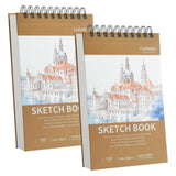 Crehatos 5.5" x 8.5" Sketch Book, Top Spiral Bound Sketch Pad, 100 Sheets Each 68lb/100gsm Drawing Paper, 2 Pack Crehatos