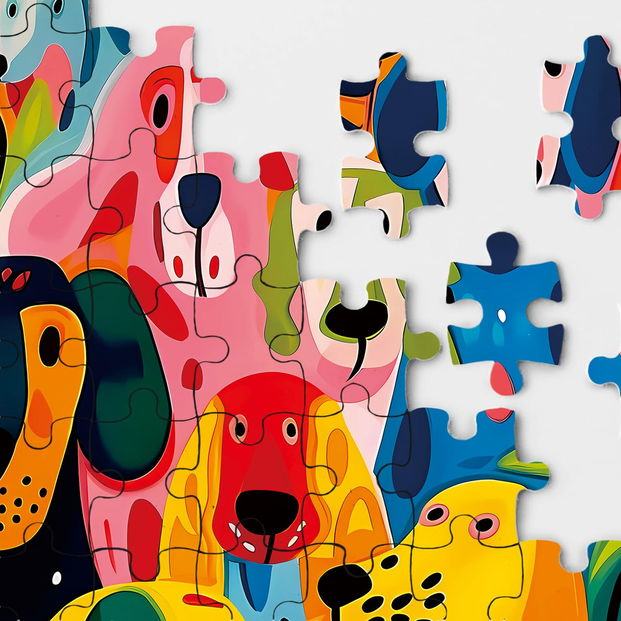 Colorful Dog Puzzle for Adults 1000 Pieces, Funny Puppy Jigsaw Puzzle, Abstract Animal Plant Puzzle BBOLDIN