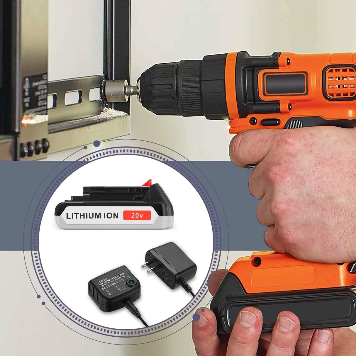 3.0 Replacement Battery wtih Charger Compatible for Black and Decker 20V Battery & Charger 20 Volt MAX Lithium Ion LBXR20 LB20 LBXR2020-OPE LBXR20B-2 LB2X4020-2 LORDONE