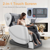 FURNIMAT 2025 Massage Chair Full Body, Zero Gravity Massage Chair with 10 Fix Rollers, Heating, Foot Massage, Auto Modes, Bluetooth Speaker, Touch Screen Controller (Light Gray) FURNIMAT