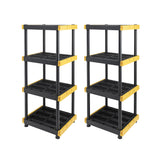 BLACK & YELLOW 4-Tier Heavy Duty Plastic Storage Shelving Unit, 100lbs/shelf (55" x 24" x 20"), for Indoor/Outdoor Organization, Modular Rack, Extremely Durable, Made in The USA [2 Pack] BLACK & YELLOW