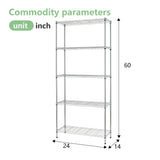 FDW 14" D×24" W×60" H Wire Shelving Unit Metal Commercial Shelf with 5 Tier Layer Rack Strong Steel for Restaurant Garage Pantry Kitchen Garage,Chrome FDW