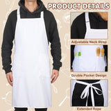 XLSXEXCL 2 Pack Chef Apron and Hat, Adjustable High Cooking Apron Waterproof Kitchen Baking Apron with Two Pockets and Elastic Chef's Hat Set for Women Men Father's Mother's Christmas Gift(White) XLSXEXCL