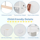 Costzon Kids Desk and Chair Set, Wooden Kids Study Desk with Hutch, Large Cabinet & Drawer for Writing, Reading, Drawing, Student Computer Workstation for Home School, Desk for Kids Ages 3+ (White) Costzon