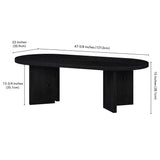 Henn&Hart 48" Wide Oval Coffee Table in Black Grain, for Home, Living Room, Bedroom, Entertainment or Office Henn&Hart