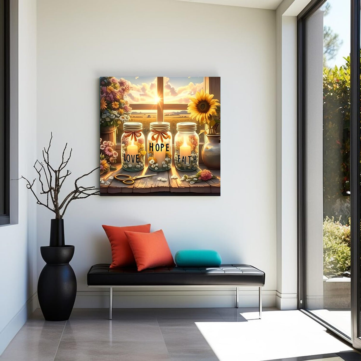 5D Diamond Art Painting Kits for Adults Beginner,Faith,Hope,Love Wishing Bottle Diamond Art On Canvas,DIY Religious Christian Diamond Dots Gem Arts and Crafts for Home Wall Decor 12X12IN DIYDECORFUN