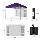 Best Choice Products 10x10ft Easy Pop Up Canopy w/Side Wall, 10 Pockets, Portable Carrying Case, 1-Button Setup, 4 Weight Bags - Amethyst Purple Best Choice Products
