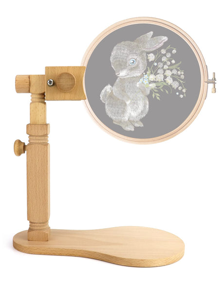 QWORK Embroidery Stands, Beech Wood Embroidery Hoop Stand, Adjustable Rotating Cross Stitch Stand Lap, Hands-Free Embroidery Frame Stand for Art Craft Sewing Projects QWORK
