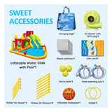 MIRUNAIR Inflatable Bounce House with Slides, Inflatable Water Slide for Kids Backyard, Bounce Water Prak with Air Blower, Splash Pool, Water Cannon, Climbing Wall, Outdoor Backyard Water Park MIRUNAIR