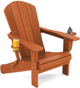 SERWALL Adirondack Chair with Cup Holders - Composite Adirondack Chairs HDPE Outdoor Chairs All Weather Use- Orange SERWALL