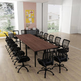 Bonzy Home Conference Table Chairs Set 14FT, 165"x47.2"x29.5" Tables & 16pcs Chairs Set for Conference Room Meeting Room Office, Walnut Bonzy Home