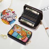JZHYOAN Cat Diamond Art Zipper Business Small Wallet, 4.33x3.14x0.98 Inch Diamond Art Credit Card Holder, DIY Anti-demagnetization Card Holder Wallet for Woman Adult Man Family JZHYOAN