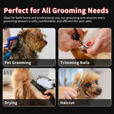 Dog Grooming Table Arm with Hammock - Adjustable Height, Pet Grooming Hammock, No Sit Haunch Holders, Loop Noose Heavy-Duty Clamp (Stainless Steel) Phenfor