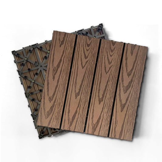 20 sq. ft Interlocking Deck Tiles 20pcs Wood Plastic 12"x12" Interlocking Patio Deck Tiles,Waterproof, Anti-Slip, Weather-Resistant, Ideal for Indoor and Outdoor Use (Light Coffee)