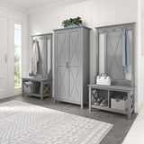 Bush Furniture Key West Tall Storage Cabinet with Doors in Cape Cod Gray Bush Business Furniture