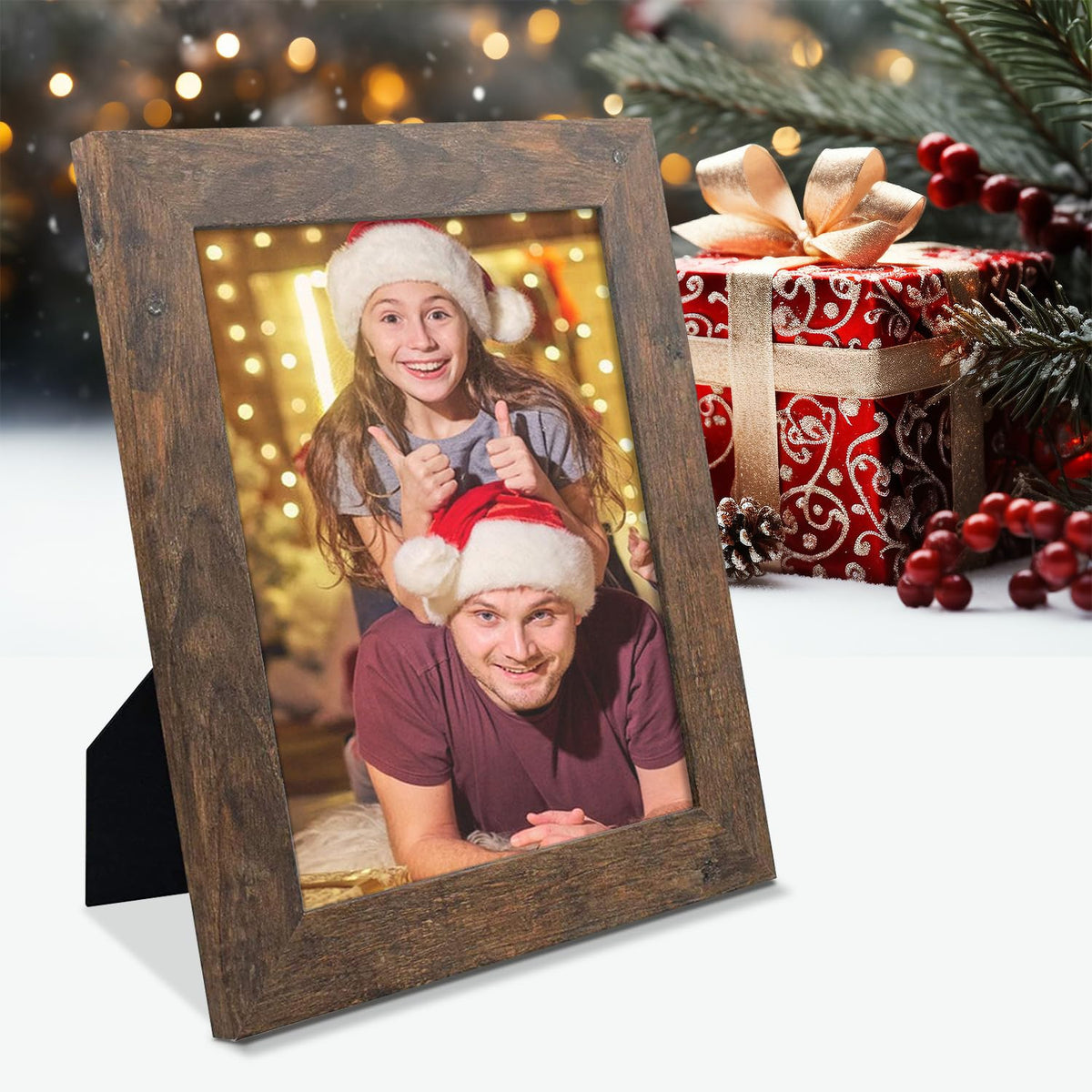 Golden State Art, 8x10 Picture Frame - Country Wood Grain Style - Tabletop Display, Back Hangers for Wall Display - Great for Photos, Gift, Pictures, Wedding, Portraits (2 Pack, Brown) Golden State Art