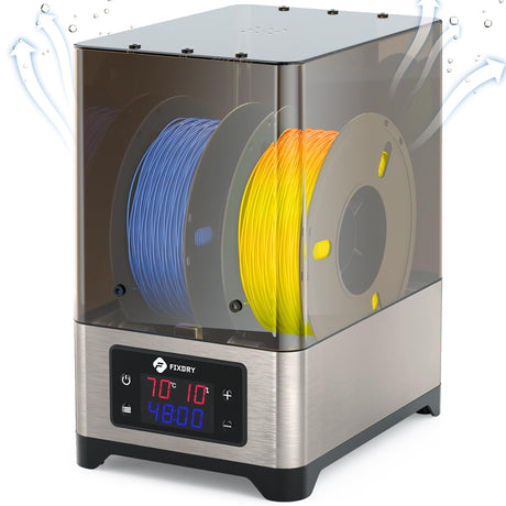 3D Printer Filament Dryer Box with Fan, Dual-Spool 110W PTC Heated Dehydrator with Closed-Loop Constant Heating, Auto Temperature Humidity Monitor Touch Screen Control Compatible with All Filaments FIXDRY
