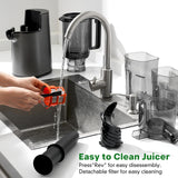 Cold Press Juicer, Masticating Juicer with 5.4" Wide Feed Chute, 350w Slow Juicer Machines Fit Whole Vegetables and Fruits,Juice Extractor Machine with High Juice Yield, Easy to Clean(Black) LQZ