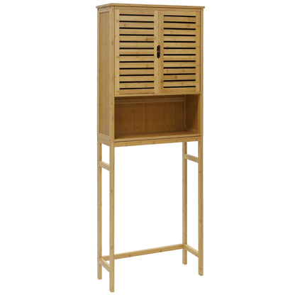 VEIKOUS Bamboo Over The Toilet Storage Cabinet, Bathroom Space Saver, Over The Toilet Rack with Adjustable Shelf, Natural Color - WoodArtSupply