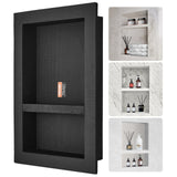 VEVOR Shower Niche Ready for Tile 16" x 24", Double Shelf Organizer, Square Corners Wall-inserted Niche Recessed, Sealed Protection Modern Soap Storage Niche for Shower Bathroom, Black VEVOR