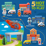 Tiny Land Train Set 110pcs Wooden Train Set, Toy Train for Boys & Girls with Wooden Train Track, Wooden Toys for 3-7 Years Old Toddlers & Kids, Tiny Land