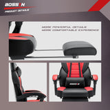 BOSSIN Gaming Chair with Footrest and Massage 400lb Weight Capacity, Big and Tall Gaming Chair for Adults, Ergonomic Heavy Duty Gaming Chair with Large Size Seat and High Back BOSSIN
