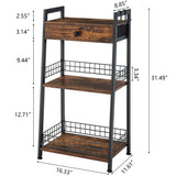 Gewudraw Rustic Brown 4-Tier Bathroom Ladder Shelf with Drawer - Multifunctional Freestanding Storage Solution Gewudraw