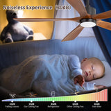 60 inch Outdoor Ceiling Fans for Patios, Natural Solid Wood 60 inch Ceiling Fan with Light, 6 Speeds Quiet Reversible & 3-Color Light, Modern Ceiling Fan for Kitchen, Bedroom, Patio Mount Jasper
