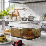 Olimingse Bread Box For Kitchen Countertop, Airtight Bread Storage Container, Time Recording Bread Keeper with Lid,Bread Storage For Homemade Breads, Toast, And Cookies, White Bread Holder. Olimingse