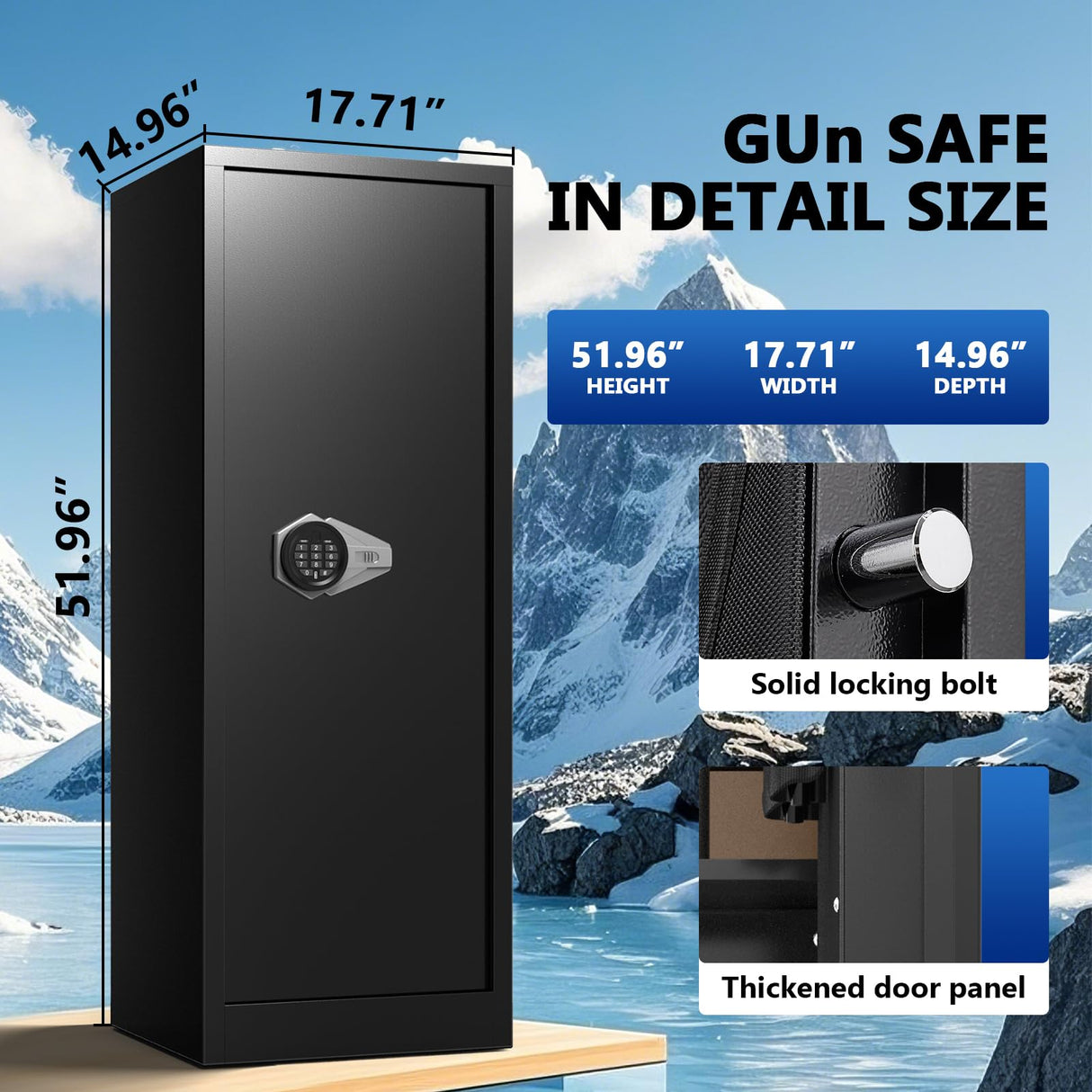 10-14 Gun Cabinet, Large Gun Safe for Rifles and Pistols, Gun Cabinet with Adjustable Shelves and Locking Built-in Cabinet,Shotgun Safe,Long Gun Safe with Dual Alarm & Mute Mode SHICHI