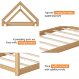 Merax Twin Size Wooden House Bed, Wood Color Merax