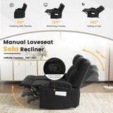 RIHEREFY Loveseat Recliner Sofa, Double Recliner Loveseat with Adjustable Footrest & Cup Holder, Wall Hugger Sofa for Living Room & Home Theater & RV(Black) RIHEREFY