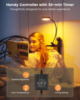 Glocusent 5W Clip on Light, 36LED Eye Caring Reading Light for Bed, 3 Colors & 5 Brightness Clip on Lamp with Adapter, Perfect Reading Light for Bed with Clamp/Bunk Bed/Headboard/Table/Desk Glocusent