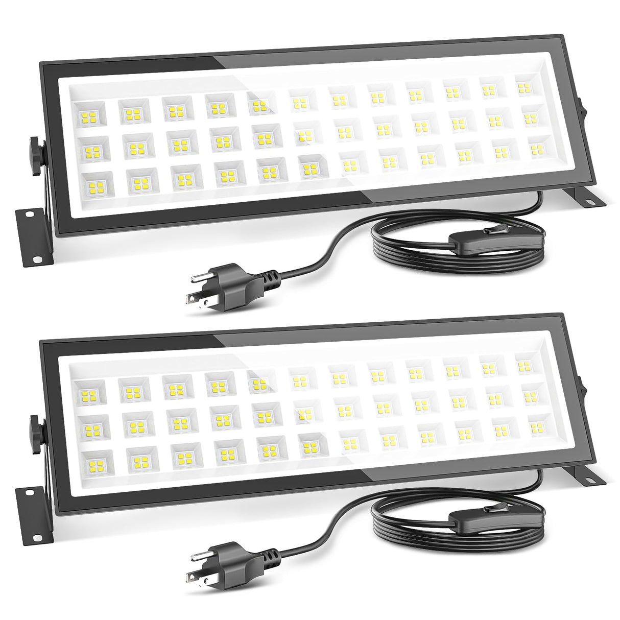 AGranTOP 2 Pack Plug in LED Shop Lights - 100W 15000LM Aluminum Garage Light w/ 9.84ft Power Cord, IP66 Waterproof Shop Lights for Garage, Workshop, Warehouse (Built-in ON/Off Switch) AGranTOP