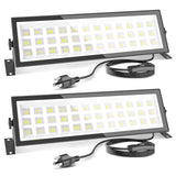 AGranTOP 2 Pack Plug in LED Shop Lights - 100W 15000LM Aluminum Garage Light w/ 9.84ft Power Cord, IP66 Waterproof Shop Lights for Garage, Workshop, Warehouse (Built-in ON/Off Switch) AGranTOP