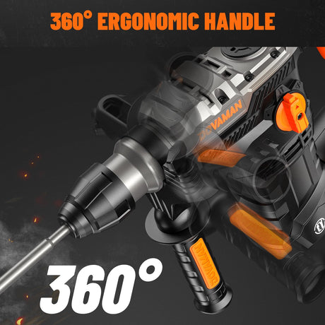 DOVAMAN RH15A 1-9/16'' SDS-Plus Rotary Hammer Drill, 4 in 1 Functions, Multi-material Use, Safety Clutch, 6 Speeds, SDS-Plus Adaptor, 4350BPM/900RPM, Vibration Control, Demolition Hammer for Concrete DOVAMAN