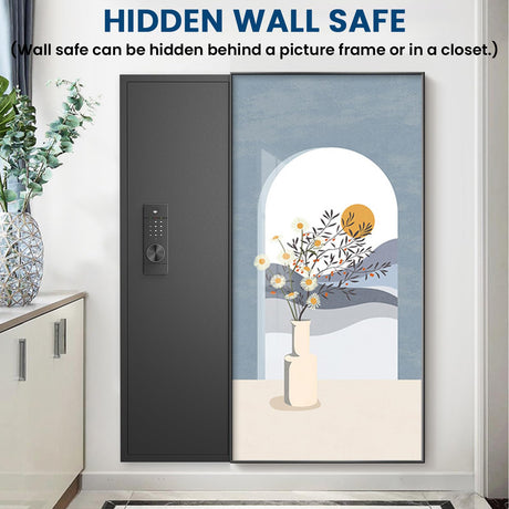 53.15" Tall Wall Safe Between the Studs 16" Centers, Hidden Wall Safes With Removable shelfs and Adjustable Gun Rack, Digital Keypad Wall Gun Safe for Home Rifle, Cash, Jewelry, Documents - Black ZenithZest
