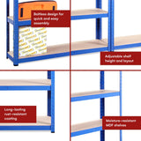 Garage Shelving Units - 71" H x 35" L x 12" W - Heavy Duty Racking - Shelves for Storage -1 Bay - Blue - 5 Tier - 2000LB Capacity (400LB Per Shelf) - Workshop, Shed, Office - 5 Year Warranty G-Rack