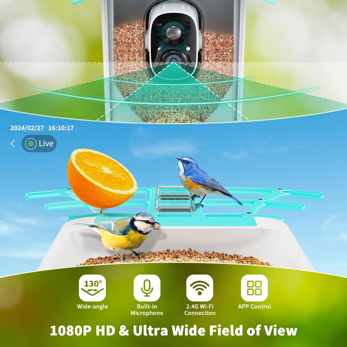Smart Bird Feeder with Camera, Bird House with Cam with AI Identify Bird Species, Auto Capture Bird Videos & Motion Detection, Real Time Views, Bird Watching Camera Gift for Bird Lover HARYMOR