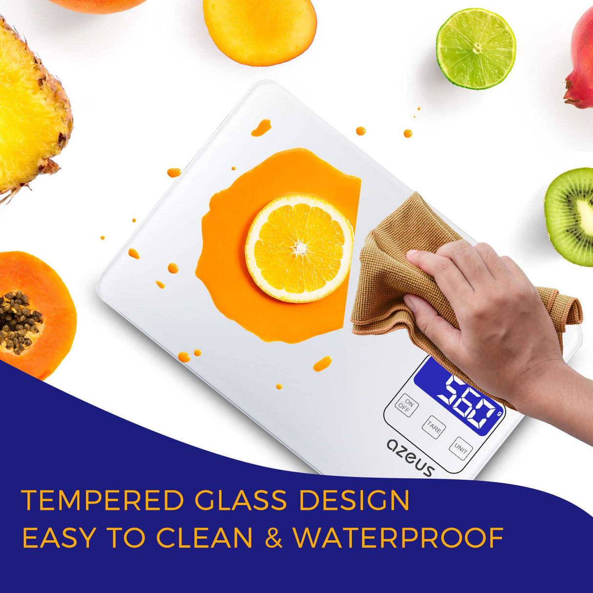 Food Scale with USB Rechargeable, Digital Kitchen Scale with 6 Units, High Precision to 0.04 oz /11lbs Capacity, Weight Range from 3g-5000g AZEUS