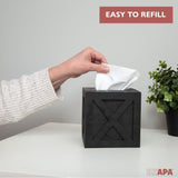 Ilyapa Wood Tissue Box Cover Farmhouse X Patterned- Rustic Farmhouse Black Wood Tissue Holder Ilyapa