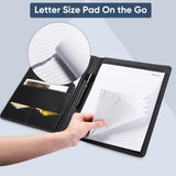 Pacific Mailer Padfolio Portfolio Leather Binder, Interview Legal Document Organizer, Business Card Holder Included Letter Sized Writing Pad [Piano Noir Faux Leather Matte Finish] Pacific Mailer
