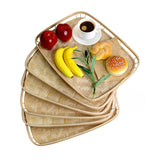 PEMAR Set of 6 Bamboo Wicker Serving Trays for Foods and Drinks, Rectangular Lap Trays for Breakfast. Decorative Bamboo Wood Basket Platters for Coffee Table, Picnic, Bed Eating PEMAR