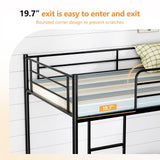 Bonnlo Bunk Bed Twin Over Twin with 13 inches Tall Guardrail, Metal Twin Bunk Bed with Flat Rungs Design,No Boxing Spring Needed, Black Bonnlo