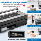 90Kpa Food Vacuum Sealer, Stainless Steel Vacuum Sealer Machine for Food with Double Heat Seal & Double Pump, Food Sealer Dry/Moist/Liquid Modes, Roll Storage and Cutter, Easy-Lock Handle and Clean AKDGY