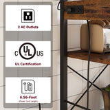 IDEALHOUSE Bakers Rack with Power Outlet, Coffee Bar with Wire Drawer, Industrial Microwave Stand, Kitchen Buffet Table with Large Storage, 6-Tier Kitchen Storage Rack with Hutch, Rustic Brown IDEALHOUSE