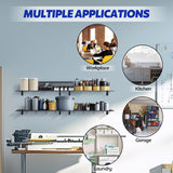 FAHKNS 2 x 6 ft Garage Wall Shelving, 2-Pack Garage Shelving Wall Mounted, 1200LBS Capacity Heavy Duty Metal Wire Shelves, Floating Long Shelf for Carport Shed Kitchen, Black FAHKNS